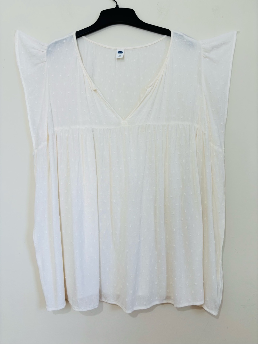Old Navy off white Swiss dots V-neck flutter sleeve slouchy swing blouse XXL